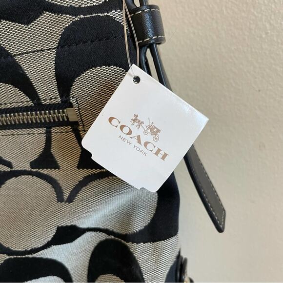 Coach NWT shoulder bag purse black silver tote preppy logo academia - Picture 6 of 10